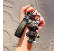 (Other) Cartoon Half Skull Body Robot Mechanical Bear Keychain Punk Keyring Car Bag Pendant Key Chains Couple Gift