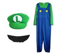 Other Classic Mario Costume, Carnival Cosplay Plumber Fancy Dress Up Party Costume, Luigi Green