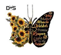 (Other, D) Butterfly Key Chain Pendant Rearview Mirror Ornament Be Still And Know That I'm God Acrylic Flat Car Key Hanging Pendant