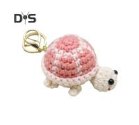 (Other) Knitted Turtle Keychain Exquisite Yarn Crochet Compact Size Portable Keyring Cartoon Style Mini Turtle Keychain