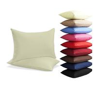 Other NEW 2 x PILLOW CASES HOUSEWIFE PLAIN COVER POLY COTTON BEDROOM PAIR PACK (Lemon)