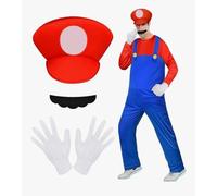 Other ® Plumber Carnival Cosplay Mario Red Fancy Dress Up Party Complete Set Super bodysuit costume outfit Halloween unisex Adult Children 175CM