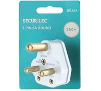 Other ® Securlec 2 X 5 Amp Round 3 Pin Plug Top White HQ (Pack of 2) Branded IP20 250V BS546
