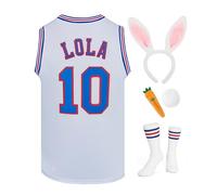 OTHERCRAZY Mens Basketball Jerseys #10 Lola / #1 Bugs Jersey Space Movie Halloween Sports Costume White/Black, #10 White, L