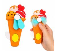 OTHERWISETRIVIAL Mini Manual Fan Without Batteries, Portable for Office, Available in Ice Cream, Cake, Turtle and Unicorn Versions (Gelato 14.3 x 7.2 x 4 cm)