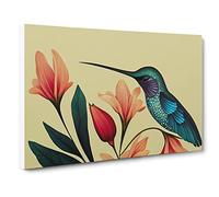 Otherworldly Floral Hummingbird Canvas Print | Gallery Wrapped 30mm Frame Wall Art | 30x20 inches | Ready to Hang | Contemporary Floral Picture | Living Room Bedroom Lounge Office