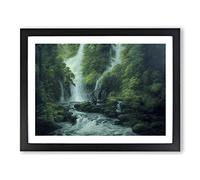Otherworldly Waterfall Framed Print | A3 Black Framed Wall Art | Ready to Hang | Modern Landscape Picture | Living Room Bedroom Lounge Office