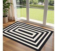 Othilic 3x5 Modern Entry Rug - Small Washable Indoor Outdoor Mats for Front Door Non-Slip Porch Rug Black White Geometric Striped Throw Rugs for Living Room Bedroom Entryway Kitchen Office Porch Decor