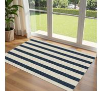 Othilic Blue and White Striped Entry Rug - 3x5 Ft Washable Indoor Outdoor Front Door Mat Outside Entrance Front Porch Mat Non-Slip Floor Carpet for Bedroom Entryway Kitchen Office Porch Decor