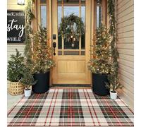 Othilic Christmas 3x5 Entry Rug - Small Washable Indoor Outdoor Mats for Front Door Non-Slip Porch Rug Holiday Tartan Plaid Throw Rugs for Living Room Bedroom Entryway Kitchen Office Porch Decor