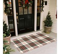 Othilic Christmas Front Door Mat - 2x4.3 Buffalo Tartan Plaid Runner Rug