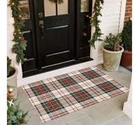 Othilic Christmas Front Door Mat Indoor Entrance - 2x3 Ft Non-Slip Doormat Outdoor Rug Small Holiday Checkered Tartan Plaid Entry Rug for Layered Door Mats Front Porch Entryway Kitchen New Year Decor