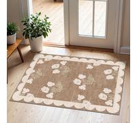Othilic Front Door Mat Outside Entrance - 2x3 Floral Non-Slip Washable Doormat Indoor Outdoor Mat Tan Neutral Farmhouse Entry Rug Small Throw Rugs for Entryway Kitchen Front Porch Decor