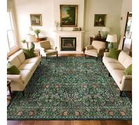 Othilic Moss Green 9x9 Square Rug - Soft Washable Boho Floral Living Room Rug Non Slip Stain Resistant Vintage Retro Dark 9' Square Area Rugs for Bedroom Guest Room Dining Room Rugs for Under Table