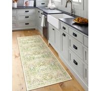 Othilic Non Slip Washable Kitchen Runner Rug - 2x6 Light Green Beige Hallway Runner Rugs Soft Boho Runners for Hallways Vintage Floral Laundry Room Rug Floor Carpet for Bedroom Entryway Bathroom