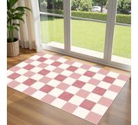 Othilic Pink White Checkered Entry Rug - 3x5 Non-Slip Indoor Outdoor Rugs | Washable Front Door Mat Outside Entrance Porch Rug Preppy Rugs for Living Room Bedroom Entryway Kitchen Office Porch Decor