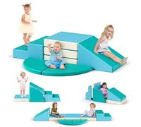 Othlaver 5P-Soft Climbing Blocks, Baby Soft Play Climbing Blocks, High-density Pearl Cotton, PU Cover Scratch-Resistant Clean Easily, Hidden Zipper, Kids Soft Play Set