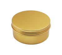 Othmro 150ml Aluminium Tin Jars, 1pc Round Metal Tins Empty Storage Containers, Makeup Storage Can Candles Jars Tins with Lid for DIY Crafts Travel Storage Gloden (150ml/5oz)