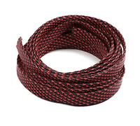 Othmro 1Pc Cable Management Sleeve, Braided Cable Tidy Black and Red, 5m Cable Organizers Cable Protector Wire Tidy for TV/PC USB Cable, 14mm Width