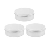 Othmro 200ml Aluminium Tin Jars, 3pcs Round Metal Tins Empty Storage Containers, Makeup Storage Can Candles Jars Tins with Lid for DIY Crafts Travel Storage Silver (200ml/6.8oz)