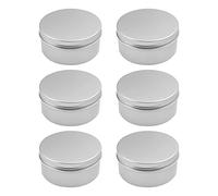 Othmro 200ml Aluminium Tin Jars, 6pcs Round Metal Tins Empty Storage Containers, Makeup Storage Can Candles Jars Tins with Lid for DIY Crafts Travel Storage Silver (200ml/6.8oz)