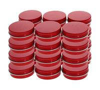 Othmro 24pcs Aluminium Tin Jars, 1oz Small Containers Tins with Screw Lids, Empty Can Travel Tins for Candles, Cosmetic, Soap Red (30ml/1oz)