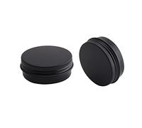 Othmro 2pcs Aluminium Tin Jars, 1oz Small Containers Tins with Screw Lids, Empty Can Travel Tins for Candles, Cosmetic, Soap Black (30ml/1oz)