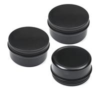 Othmro 3pcs Aluminium Tin Jars, 2.7oz Small Containers Tins with Screw Lids, Empty Can Travel Tins for Candles, Cosmetic, Soap Black (80ml/2.7oz)