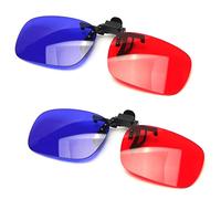Othmro Clip-on Glasses Red-Blue Anaglyph 3D No Frame Resin Lens Myopia Clip - 3 Sets Simple Style 3D Movie Game 2PCS
