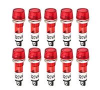 Othmro Neon Indicator XD10-3 Signal Indicator 220V Red Light 10mm/0.39" Mounting Hole Diameter 40mm/1.57" Length 20PCS