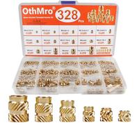 Othmro Threaded Inserts for Plastic, 328PCS Brass Metric Knurled Embedment Nuts M2 M2.5 M3 M4 M5 M6 Heat Insert Assortment Set for 3D Printing Components and Plastic Parts