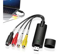 Othrion VHS to Digital Converter with USB Extension Line,USB Video Capture Device for TV VCR Hi8 to DVD Digitiser,Plug & Play Audio Video Converter,RCA S-Video Support and Lead Windows 10/11 & Mac