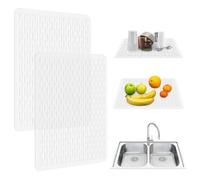 OTHWAY 2 Pack Kitchen Sink Mats, 40*30 CM PVC Sink Protector Mat for Stainless Steel, Sink Drainer Mat Dish Drying Mat Protector Prevents Scratches,Dishes and Glassware