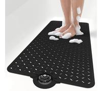OTHWAY Bathtub Mat Non Slip, 43×100CM Long Bath Mat for Tub with Hair Catcher,TPE Shower Mats for Inside Shower for Eldly & Kids,Drain quickly&Machine Washable