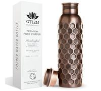 Otiem 34oz Pure Copper Water Bottle for Drinking - Ayurvedic Antique Black Copper Water Bottle, Leak Proof Lid - Large Handcrafted Copper Bottle Water Vessel - 100 Copper Drinking Water Bottle 34 Oz