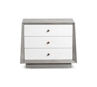 Otilia Bedside Table - Silver Grey & Off White Crown Cut