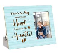 OTINGQD Aunt Nephew Picture Frame,Aunt Gifts for Birthday Christmas Mother's Day,This Boy Calls Me Auntie Blue Wooden Photo Frame for Tabletop Wall Display