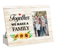 OTINGQD Family Reunion Gifts Picture Frame,Gifts for Dad Mom Son Daughter,Together We Make A Family Sunflower Wooden Photo Frame for Tabletop Wall Display Z318