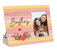 OTINGQD Friend Gift Picture Frame,Besties Sign Wooden Flower Photo Frame for Tabletop Wall Display,Friendship Gifts,Friend Gifts for Bestie BFF Women Z347