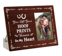 OTINGQD Horse Memorial Picture Frame,Sympathy Memorial Gifts for Loss of Horse,You Left Your Hoof Prints Forever on My Heart Wooden Photo Frame for Tabletop Wall Display