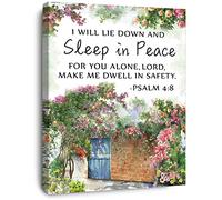 OTINGQD I Will Lie Down And Sleep in Peace Psalm 4:8 Canvas Wall Art,Bible Verse Scripture Canvas Painting Prints for Christian Home Bedroom Office Church Religious Wall Decor