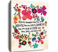 OTINGQD Inspirational Canvas Wall Art for Girls,Always Remember That You Are Braver Than You Believe Wall Decor,Motivational Wall Art for Teens Women,Teen Girl Room Decor