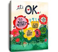 OTINGQD It's Ok Wall Art,Positive Quotes Wall Decor for Kids,Nursery Inspirational Wall Art,Colorful Flowers Motivational Canvas Wall Decor for Teen Girls Bedroom Dorm
