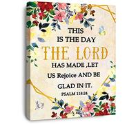 OTINGQD Psalm 118:24 This Is the Day the Lord Has Made Wall Art,Religious Wall Decor,Scripture Canvas Wall Art,Bible Verses Wall Decor for Women