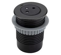 Otio, EasyEject Recessed Plug with QuickCharge USB-C Port, Brushed Black Stainless Steel, 16A (2P+T), Cable 1.5 m, Diameter 60 mm, Flush Design, Compatible Offices and Kitchens