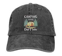 OTIQTI ART Camping Life Campfire 3 Baseball Cap Golf Dad Hat Adjustable Low Profile Cotton Hat Men Women, Camping Hair Don't Care Black 17, One size