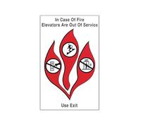 Otis Elevator 8x5 In Case of Fire - Elevators are Out of Service, Use Exit Label by | 8" x 5" Velvet Matte Polycarbonate - AAA102VB13