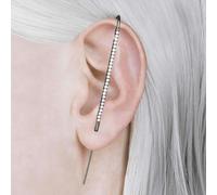 Otis Jaxon Jewellery Rose Gold Plated White Topaz Ear Pin Ear Cuff Earrings - Small - Pair - Oxidised Silver(Balck)