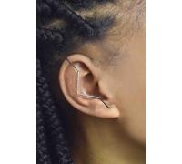 Otis Jaxon London Single Silver Zig Zag White Topaz Ear Cuff Earring in Black | Size: Large Otis Jaxon London Black L