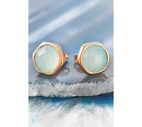 Otis Jaxon London Women's Aqua Chalcedony Round Sterling Silver Stud Earrings in Rose Gold Otis Jaxon London Rose Gold One Size